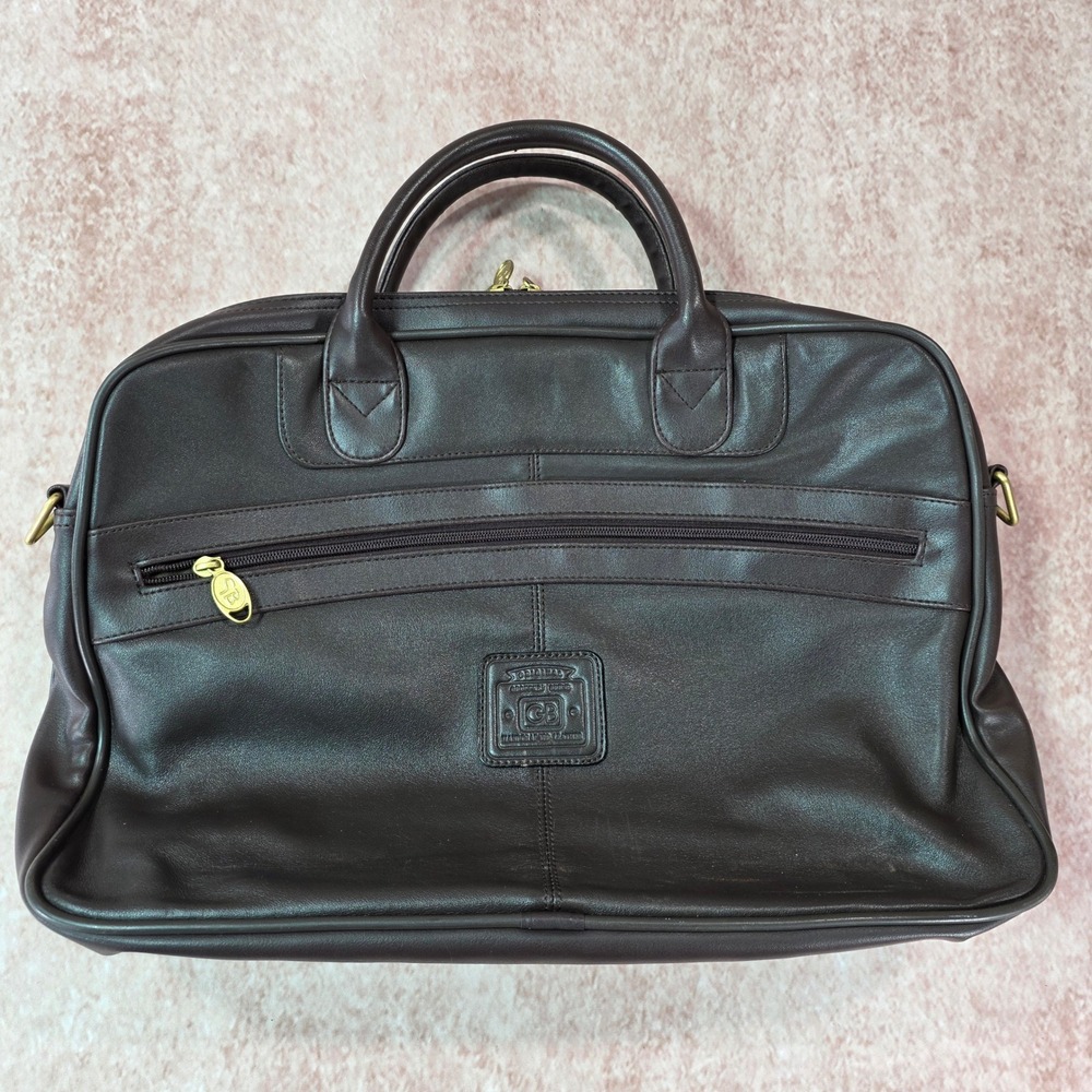 Geoffrey Beene Vintage Brown Leather Briefcase Travel Bag Handcrafted 17"